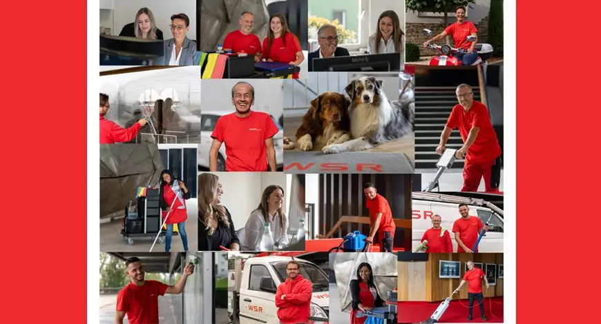 Collage mit Fotos des WSR-Teams bei der Arbeit und bei gemeinsamen Aktivitäten